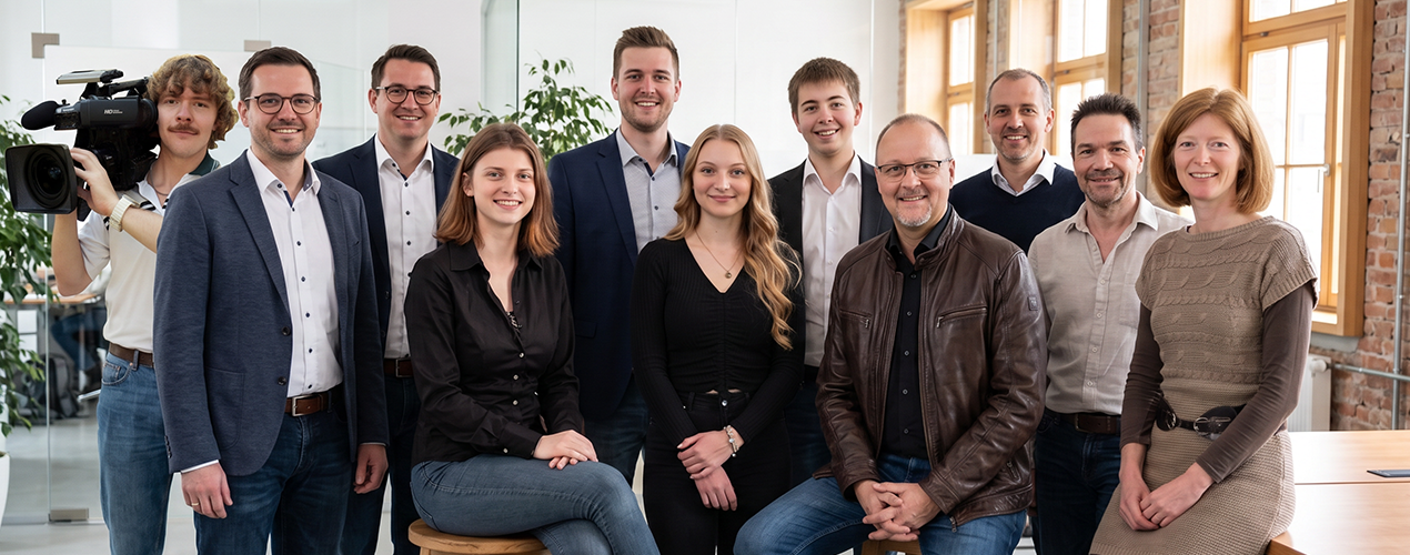Team von Ballentin Video im modernen Büro – Spezialisten für Unternehmenskommunikation mit Video, Social Media und Recruiting